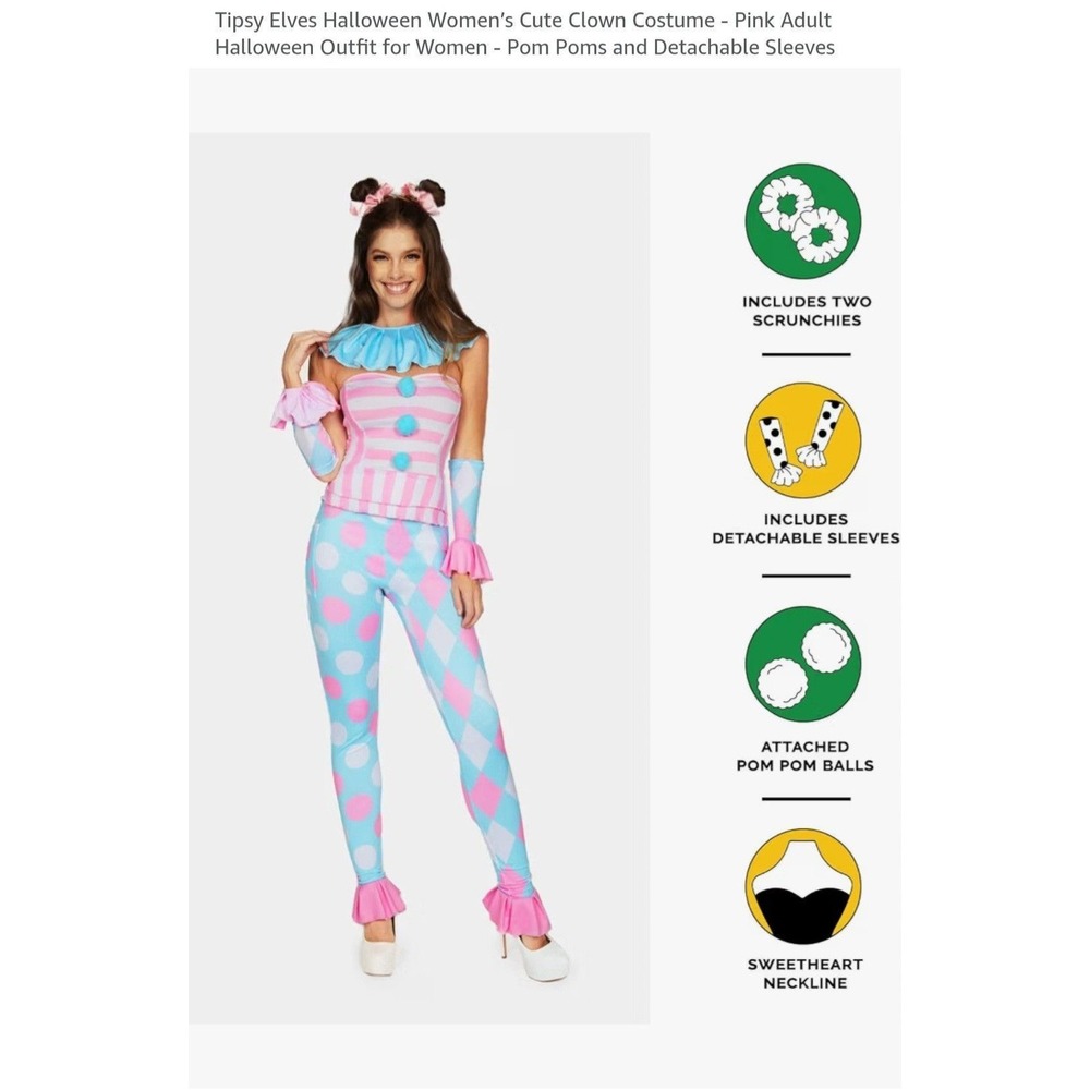 Tipsy Elves Cute Clown Costume Large Halloween